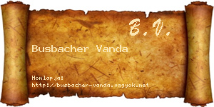 Busbacher Vanda névjegykártya